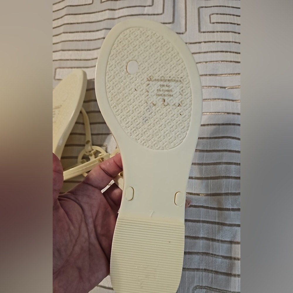 Tory Burch Ivory Sandals with Gold Accents - Picture 2 of 3